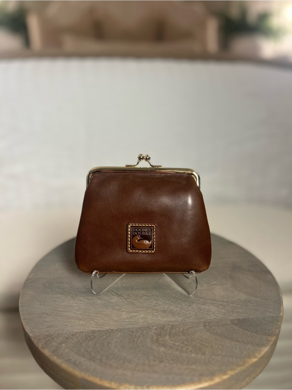 Dooney and Bourke Florentine Large Framed Purse In CHESTNUT